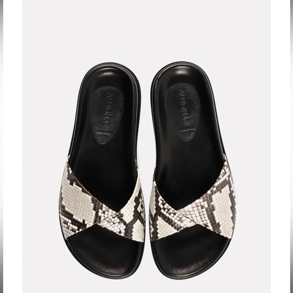 ALUMNAE FOLDED SLIDE ON FOOTBED- NATURAL PYTHON